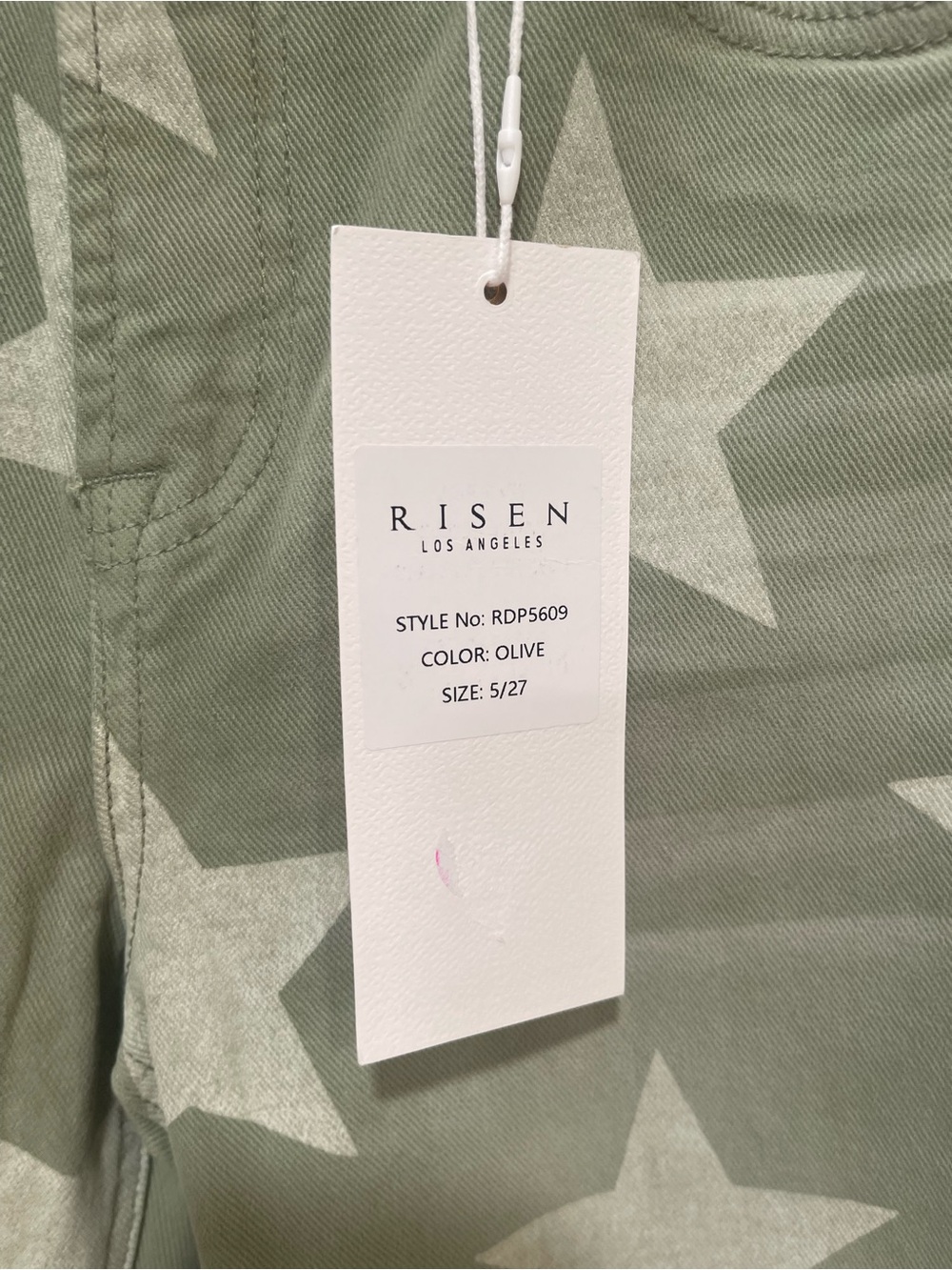 NWT Risen Jeans 5/27 Olive Star Print Distressed Crop Straight RDP5609
New with - Picture 3 of 6